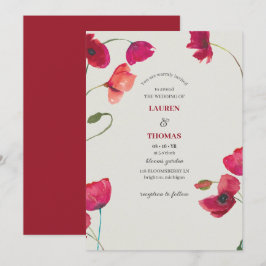 Elegante Rote Poppies Blumenhochzeit Einladung