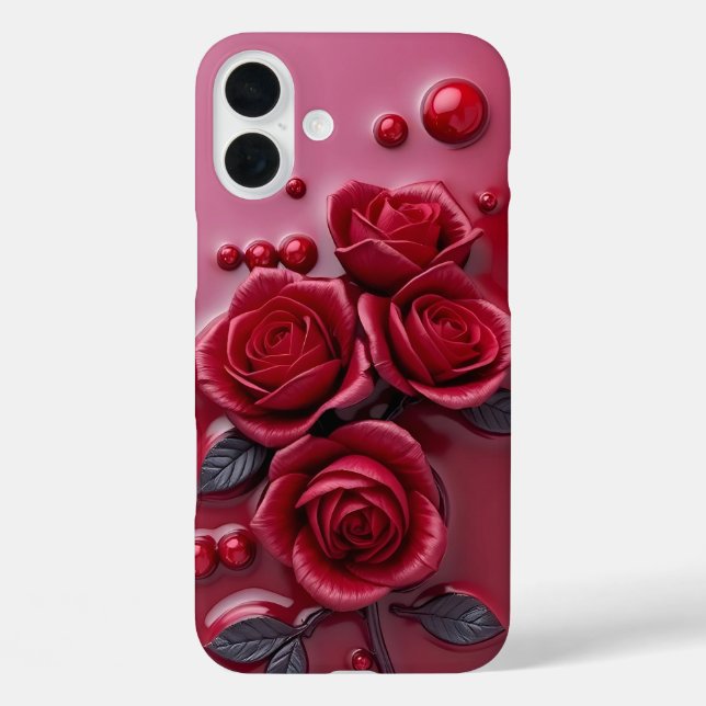 Elegante Rote Rose 3D Floral Phone Case (Rückseite)