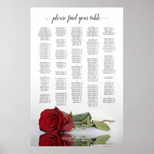 Elegante Rote Rose Alphabetisches Seating Chart Poster