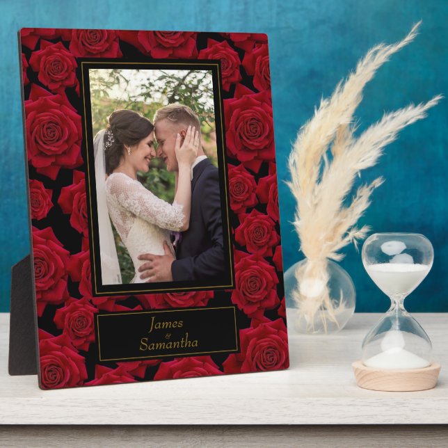 Elegante Rote Rose - Benutzerdefiniertes Foto Fotoplatte (Seite)