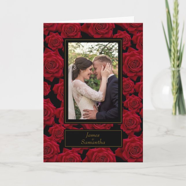 Elegante Rote Rose - Benutzerdefiniertes Foto Karte (Vorderseite)