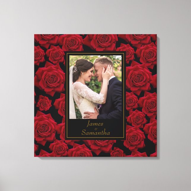Elegante Rote Rose - Benutzerdefiniertes Foto Leinwanddruck (Vorderseite)