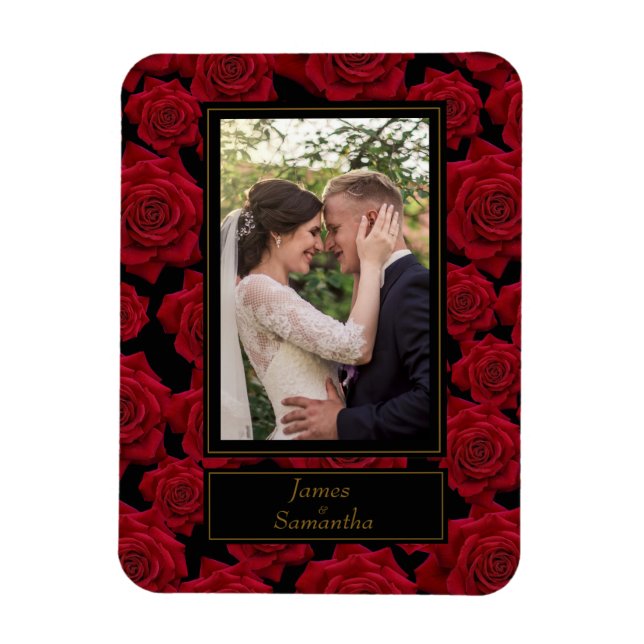 Elegante Rote Rose - Benutzerdefiniertes Foto Magnet (Vertikal)