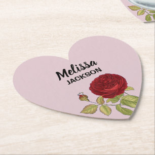 Elegante rote Rose Blume rosa Untersetzer