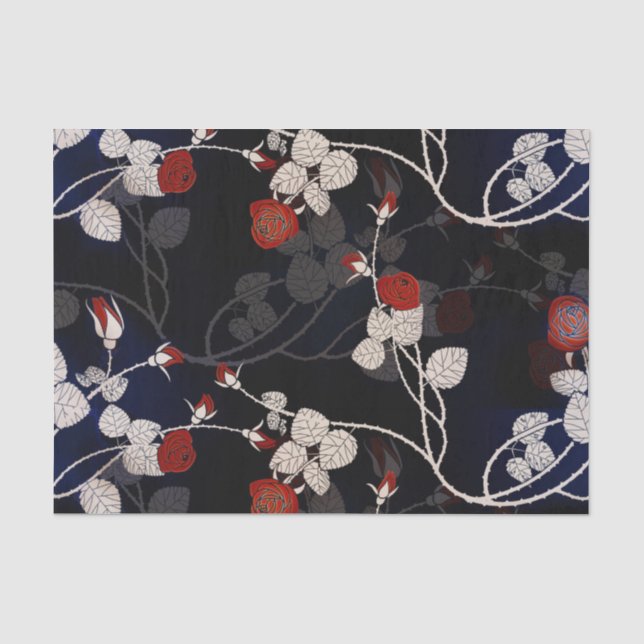 Elegante Rote Rose Blume Seidenpapier (Vorderseite)
