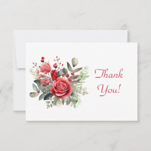 Elegante Rote Rose Bouquet Vielen Dank Flat Mitteilungskarte