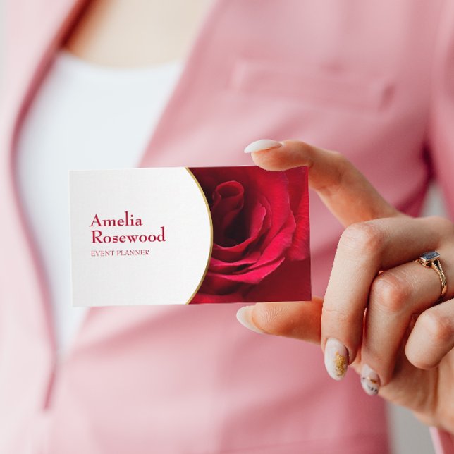 Elegante Rote Rose Business Card Visitenkarte (Von Creator hochgeladen)