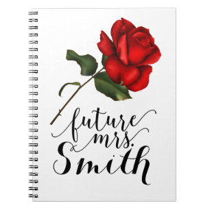 Elegante Rote Rose Elegant Glam Floral Future Mrs. Notizblock