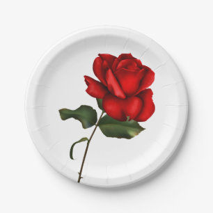 Elegante Rote Rose Eleganter Glamour Floraler Hoch Pappteller