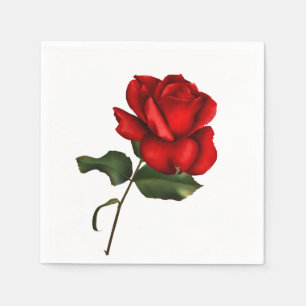 Elegante Rote Rose Eleganter Glamour Floraler Hoch Serviette