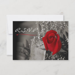 Elegante Rote Rose Fade Out Schwarz-Weiß-UAWG RSVP Karte