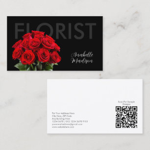 Elegante Rote Rose Florist Business Card auf schwa Visitenkarte