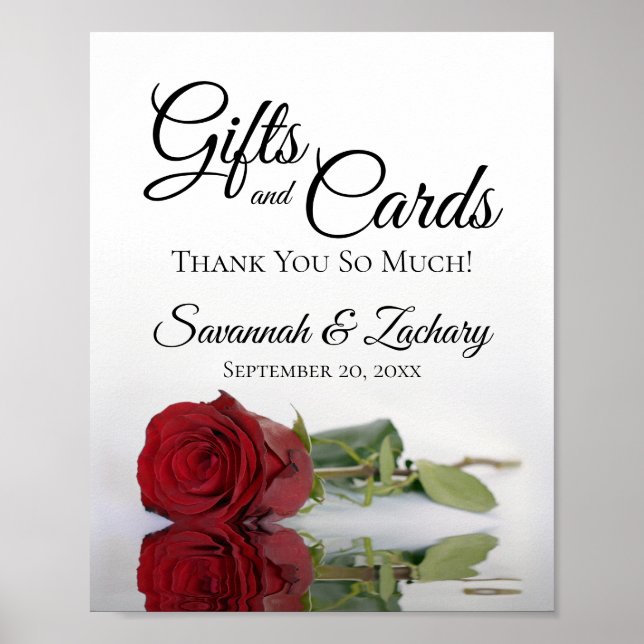 Elegante Rote Rose Geschenke & Karten Hochzeitszei Poster (Vorne)
