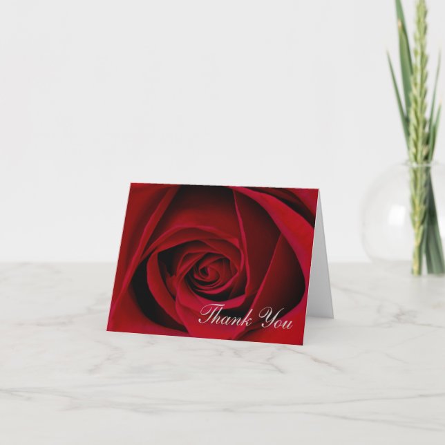 Elegante Rote Rose Hochzeit Dankeschön Note Card Dankeskarte (Vorderseite)