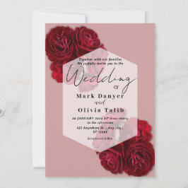 Elegante Rote Rose Hochzeit Einladung - Romantisch