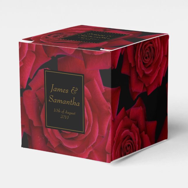 Elegante Rote Rose - Hochzeit Geschenkschachtel (Vorderseite)