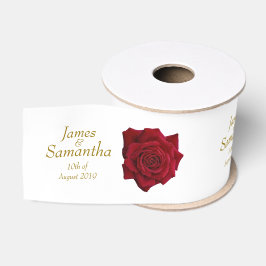 Elegante Rote Rose - Hochzeit Ripsband