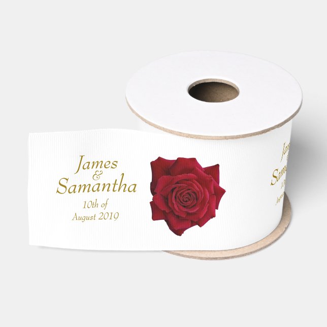 Elegante Rote Rose - Hochzeit Ripsband (Spule)