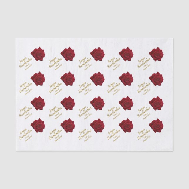 Elegante Rote Rose - Hochzeit Seidenpapier (Vorderseite)