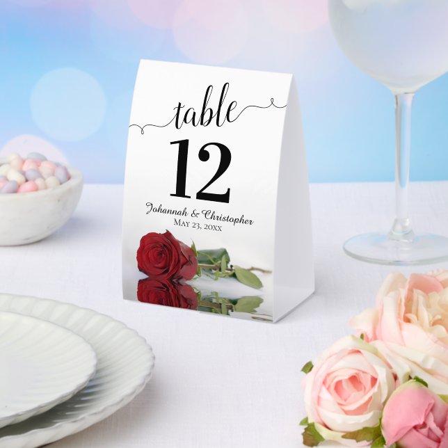 Elegante Rote Rose Hochzeit Tischnummer Tischaufsteller (In Situ (Hochzeit))
