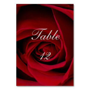 Elegante Rote Rose Hochzeitskarten Tischnummer