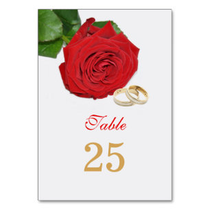 Elegante Rote Rose Hochzeitskarten Tischnummer