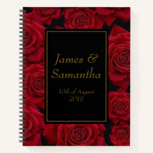 Elegante Rote Rose - Hochzeitsplaner Notizbuch