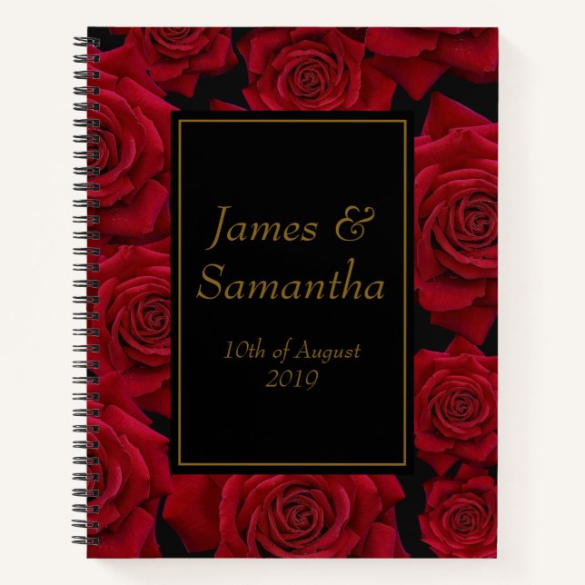 Elegante Rote Rose - Hochzeitsplaner Notizbuch (Vorderseite)