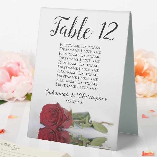Elegante Rote Rose Hochzeitsstichtabelle Tischaufsteller (In Situ (Hochzeit))