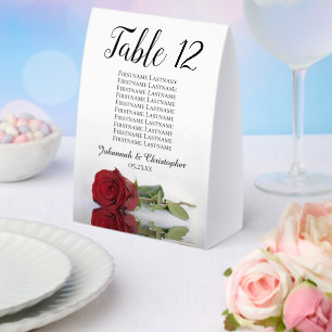 Elegante Rote Rose Hochzeitsstichtabelle Tischaufsteller