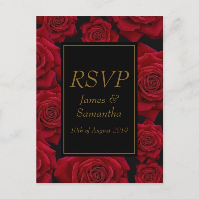 Elegante Rote Rose - Hochzeitstipendium Einladungspostkarte (Vorderseite)