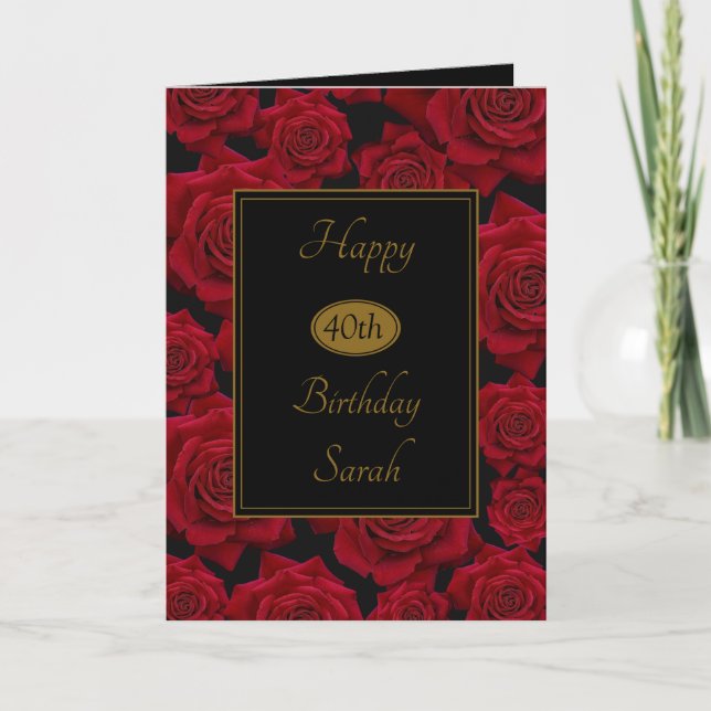 Elegante Rote Rose jeden Geburtstag Karte (Vorderseite)