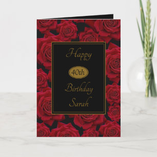 Elegante Rote Rose jeden Geburtstag Karte