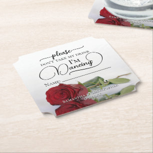 Elegante rote Rose nimm mir nicht den Getränkename Untersetzer