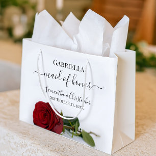 Elegante Rote Rose Posh & Glam Trauzeugin Hochzeit Große Geschenktüte