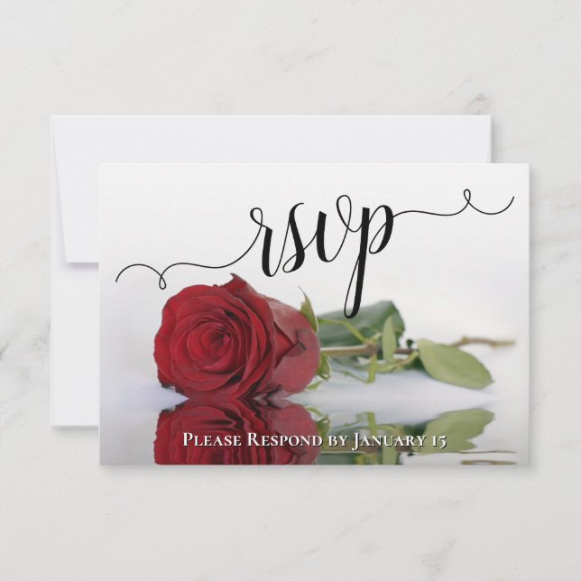 Elegante Rote Rose Reflektionen Hochzeit RSVP Karte (Vorderseite)