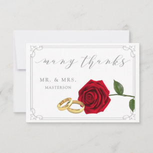 Elegante Rote Rose Rings Wedding Vielen Dank Dankeskarte