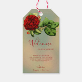 Elegante Rote Rose Romantische Sommerblumenhochzei Geschenkanhänger
