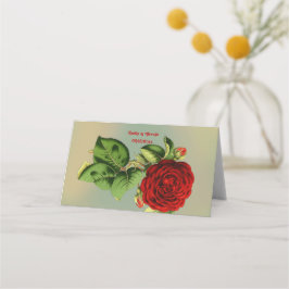 Elegante Rote Rose Romantische Sommerblumenhochzei Platzkarte