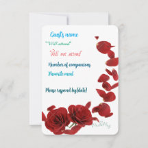 Elegante Rote Rose RSVP Card - Romantische Hochzei