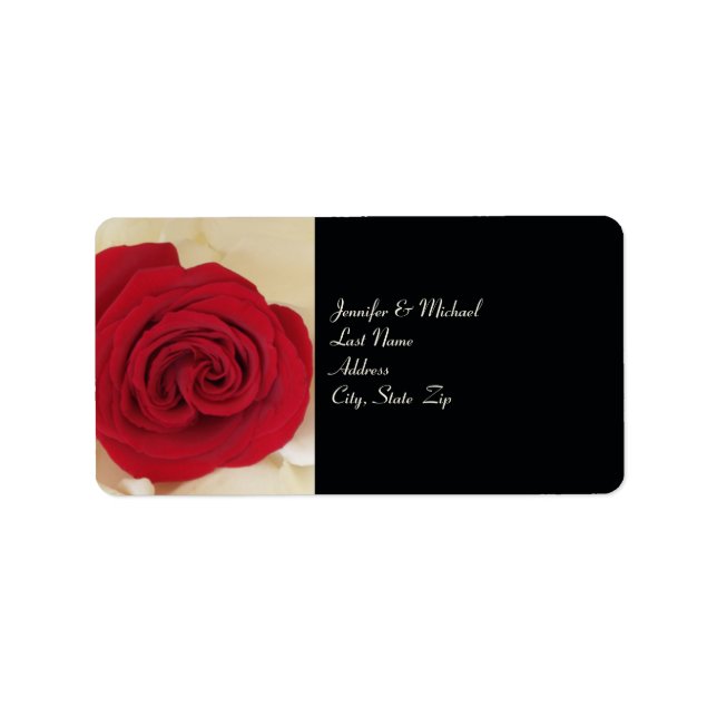Elegante Rote Rose - Rücksendeadresse Adressaufkleber (Vorne)