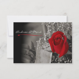 Elegante Rote Rose Schwarz-Weiß-Hochzeit Einladung