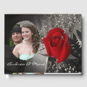 Elegante Rote Rose und weiche Kanten Oval Foto Rah Gästebuch