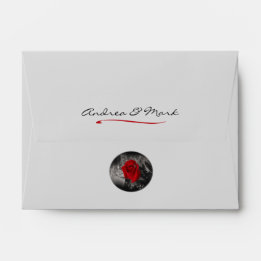 Elegante Rote Rose Vignette Umschlag