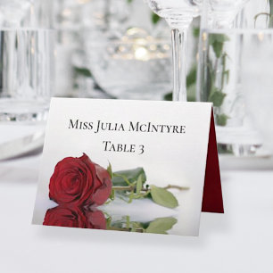 Elegante Rote Rose Wedding DIY Fold Platzkarte Tischnummer