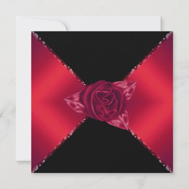 ELEGANTE ROTE ROSE WEDING INVITATION EINLADUNG (Vorderseite)