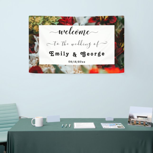 Elegante rote Rosen Begrüßung Banner (Messeveranstaltung)