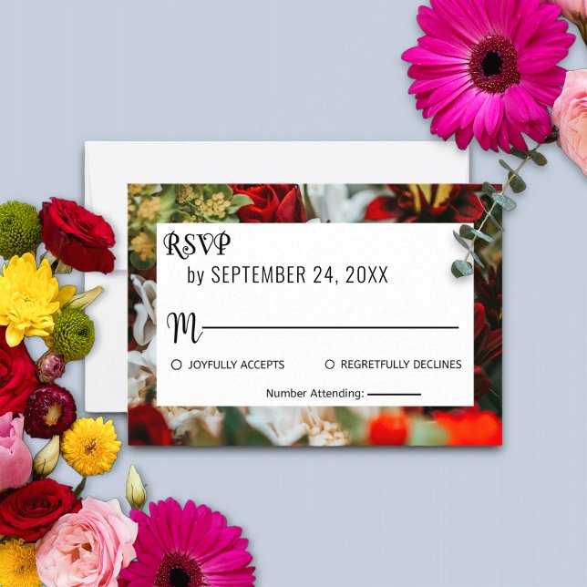 Elegante rote Rosen blühen Blume blumenreiche Hoch RSVP Karte (Von Creator hochgeladen)