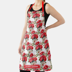 Elegante rote Rosen Blumen Schürze