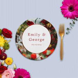 Elegante rote Rosen Blüten Blume Blumenzehen Pappteller